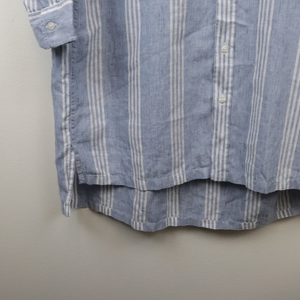 Frank Eileen Hunter Shirtdress Striped Classic Linen Small - Picture 7 of 10
